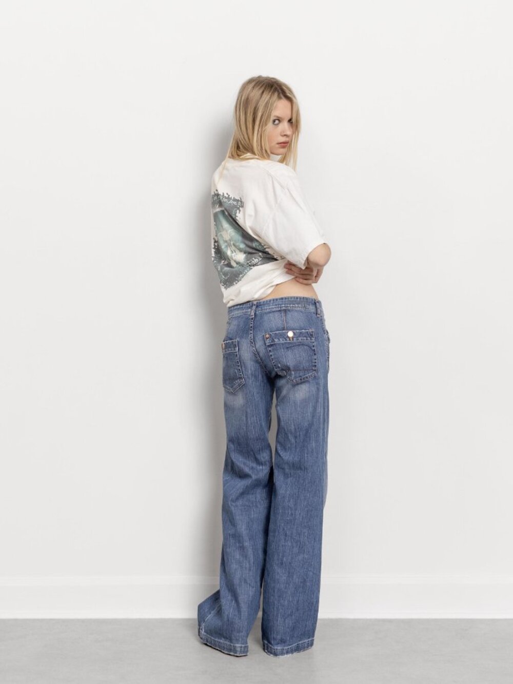 Low Rise Baggy Wide Leg Jeans Y2K 2000's Vintage Denim / 38 Inch Hips / Size 5 6 - Picture 5 of 14